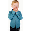 Boys' Button Down, Blue Dino - Button Downs - 2