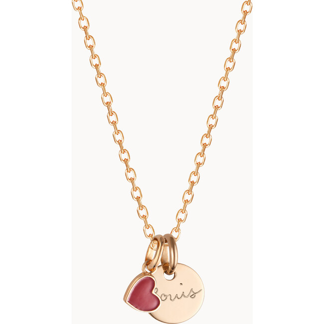 Personalized Valentine's Disc Necklace, 18K Gold Plated