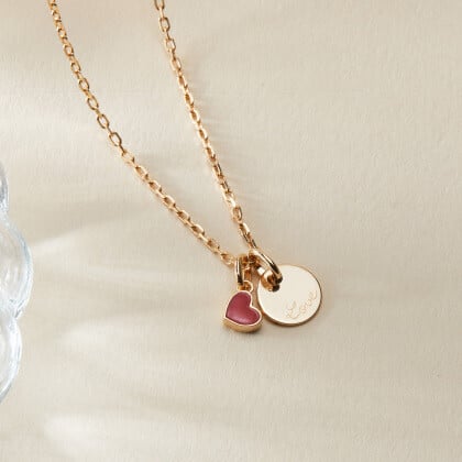 Personalized Valentine's Disc Necklace, 18K Gold Plated - Necklaces - 2