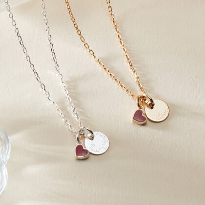 Personalized Valentine's Disc Necklace, Sterling Silver - Necklaces - 2