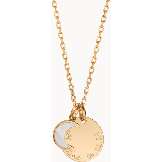 Personalized Small Mother of Pearl Necklace, 18K Gold Plated