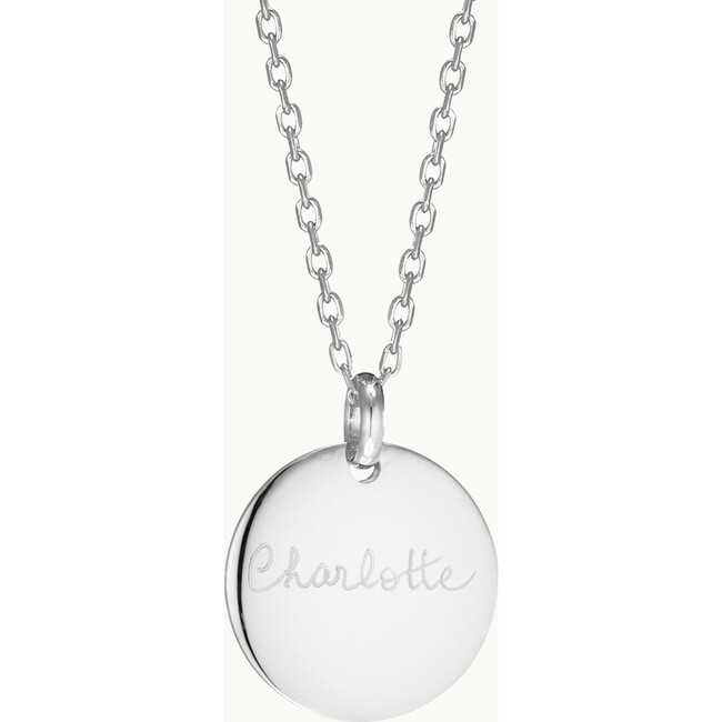 Personalized Signature Disc Necklace, Sterling Silver