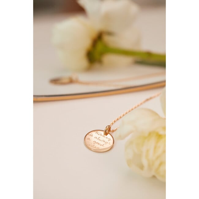 Personalized Signature Disc Necklace, 18K Rose Gold Plated - Necklaces - 2