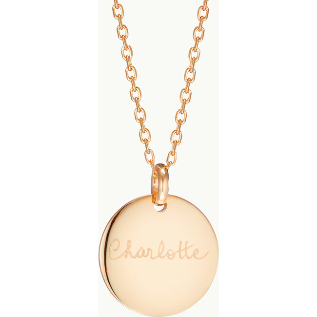 Personalized Signature Disc Necklace, 18K Gold Plated