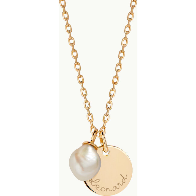 Personalized Pearl Drop Necklace, 18K Gold Plated