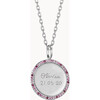 Personalized Pink October Signature Necklace, Sterling Silver - Necklaces - 1 - thumbnail
