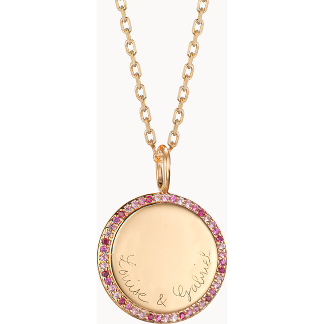 Personalized Pink October Signature Necklace, 18K Gold Plated