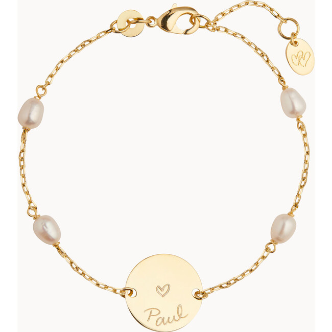 Personalized Pearl Pastille Chain Bracelet, 18K Gold Plated