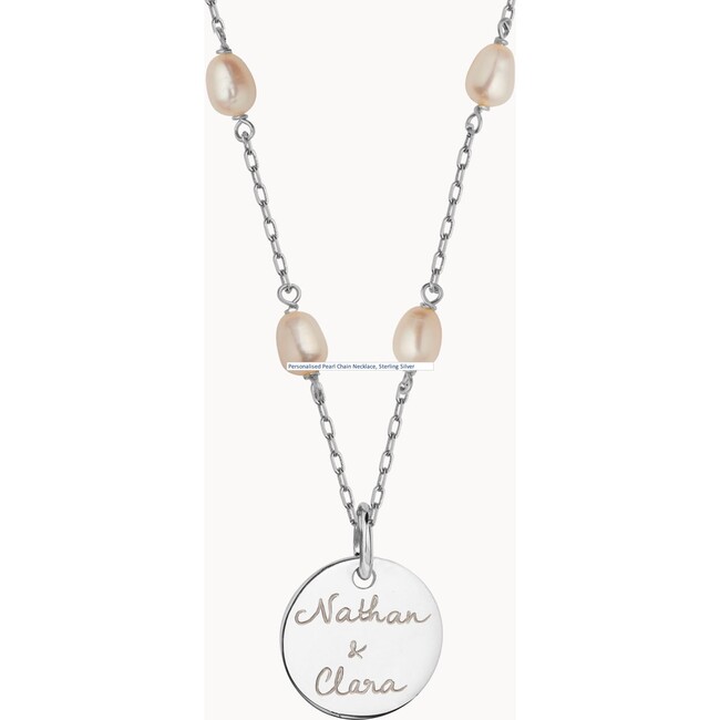 Personalized Pearl Chain Necklace, Sterling Silver