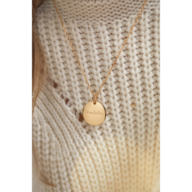Personalized Signature Disc Necklace, 18K Gold Plated - Necklaces - 2