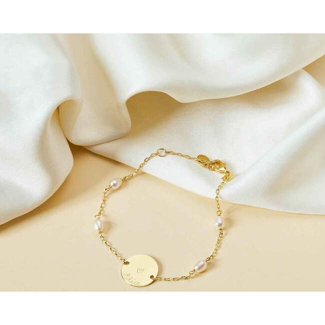 Personalized Pearl Pastille Chain Bracelet, 18K Gold Plated - Bracelets - 3