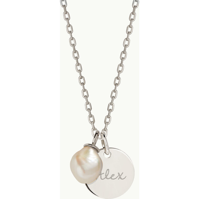Personalized Pearl Drop Necklace, Sterling Silver