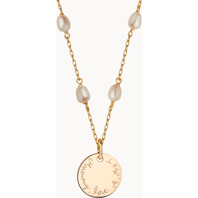 Personalized Pearl Chain Necklace, 18K Gold Plated