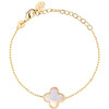 Personalized Mother of Pearl Clover Cross Chain Bracelet, 18K Gold Plated - Bracelets - 1 - thumbnail