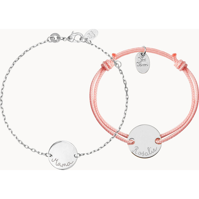 Personalized Mother & Child Bracelet Set, Sterling Silver