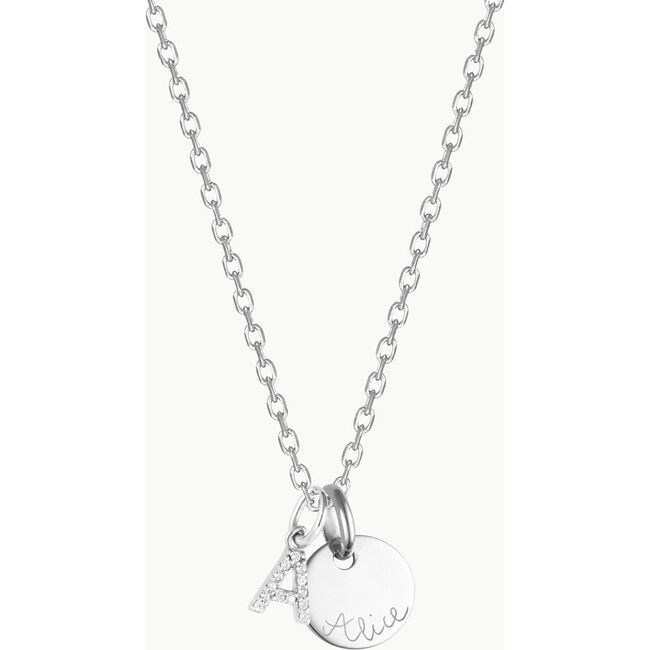 Personalized Mini Crystal Alphabet Necklace, Sterling Silver