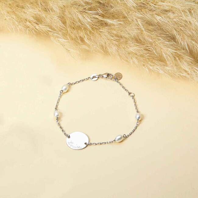 Personalized Pearl Pastille Chain Bracelet, Sterling Silver - Bracelets - 3