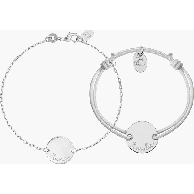 Personalized Mother & Child Bracelet Set, Sterling Silver - Necklaces - 2