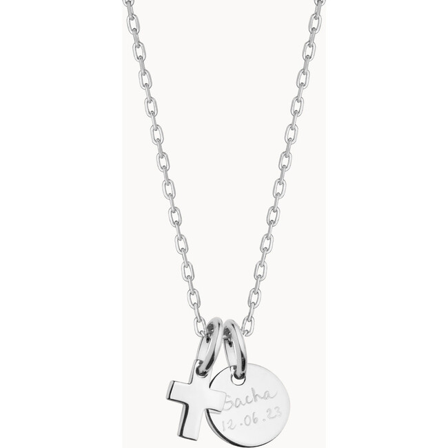 Personalized Mini Cross Necklace, Sterling Silver