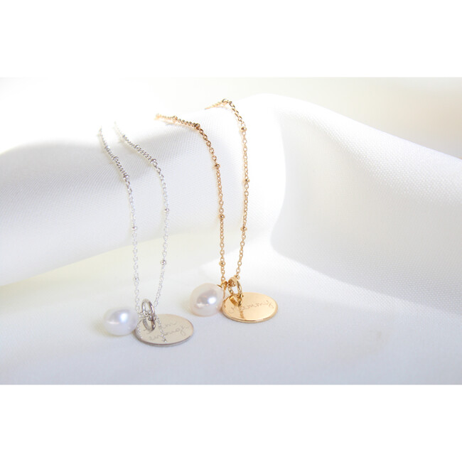 Personalized Pearl Drop Necklace, Sterling Silver - Necklaces - 3