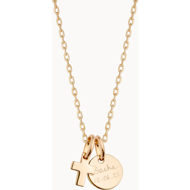 Personalized Mini Cross Necklace, 18K Gold Plated