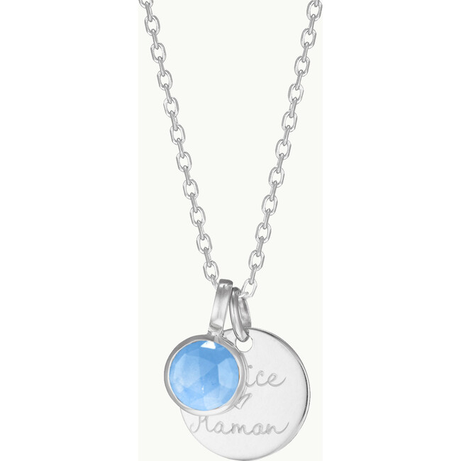 Personalized Message & Birthstone Necklace, Sterling Silver