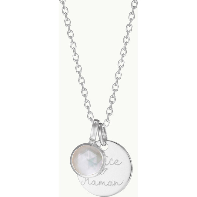 Personalized Message & Birthstone Necklace, Sterling Silver - Necklaces - 2