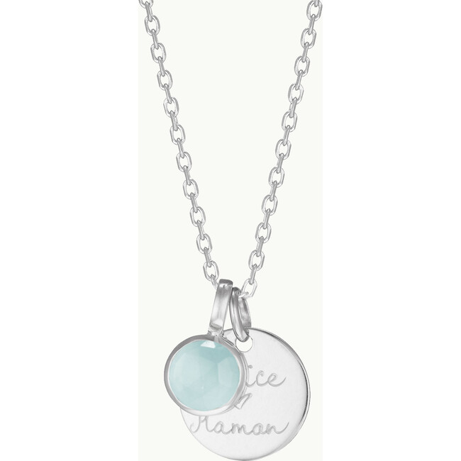 Personalized Message & Birthstone Necklace, Sterling Silver - Necklaces - 3