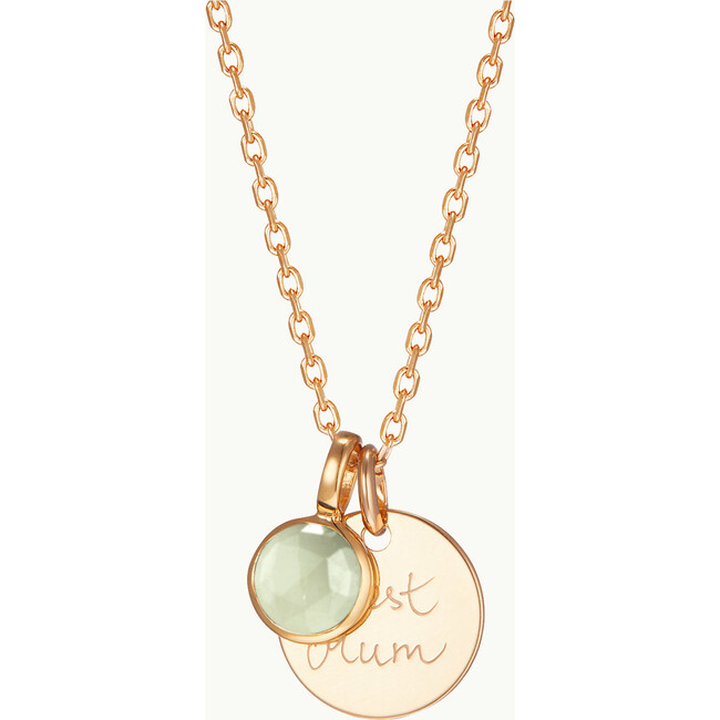 Personalized Message & Birthstone Necklace, 18K Gold Plated