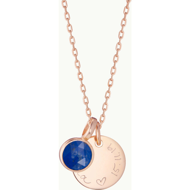Personalized Message & Birthstone Necklace, 18K Rose Gold Plated - Necklaces - 3