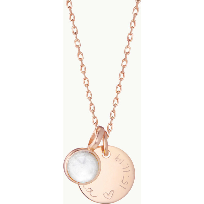 Personalized Message & Birthstone Necklace, 18K Rose Gold Plated - Necklaces - 4