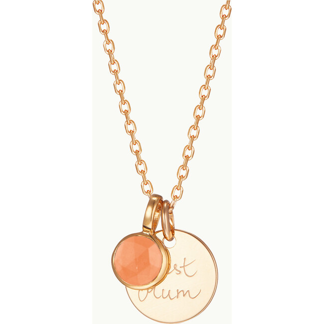 Personalized Message & Birthstone Necklace, 18K Gold Plated - Necklaces - 3