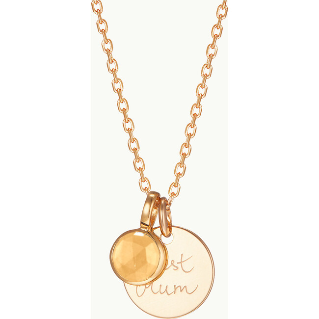 Personalized Message & Birthstone Necklace, 18K Gold Plated - Necklaces - 4