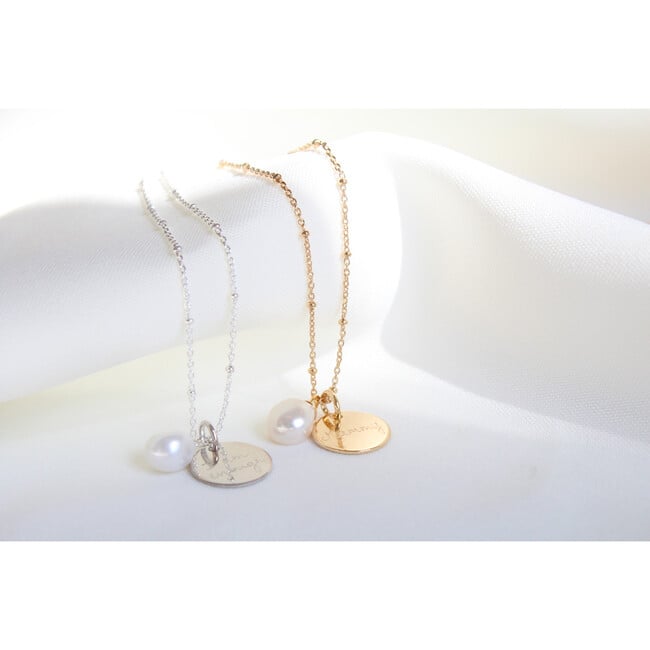 Personalized Pearl Drop Necklace, 18K Gold Plated - Necklaces - 4