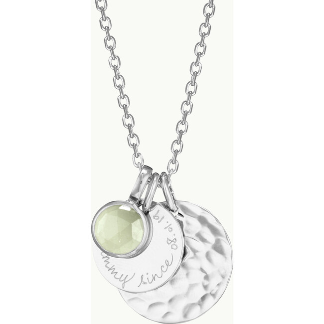 Personalized Hammered Double Disc & Birthstone Necklace, Sterling Silver - Necklaces - 2