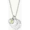 Personalized Hammered Double Disc & Birthstone Necklace, Sterling Silver - Necklaces - 2