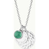 Personalized Hammered Double Disc & Birthstone Necklace, Sterling Silver - Necklaces - 3