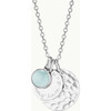 Personalized Hammered Double Disc & Birthstone Necklace, Sterling Silver - Necklaces - 4