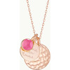 Personalized Hammered Double Disc & Birthstone Necklace, 18K Rose Gold Plated - Necklaces - 1 - thumbnail