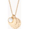 Personalized Hammered Double Disc & Birthstone Necklace, 18K Gold Plated - Necklaces - 1 - thumbnail