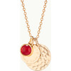 Personalized Hammered Double Disc & Birthstone Necklace, 18K Gold Plated - Necklaces - 2