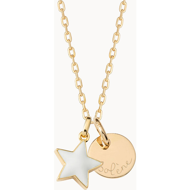 Personalized Enamel Star Necklace, 18K Gold Plated