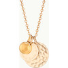 Personalized Hammered Double Disc & Birthstone Necklace, 18K Gold Plated - Necklaces - 4