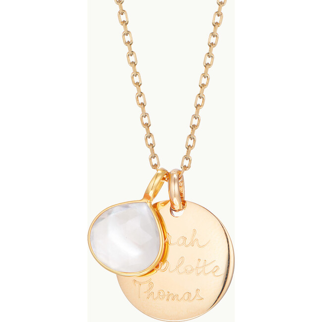 Personalized Gemstone Necklace, 18K Gold Plated