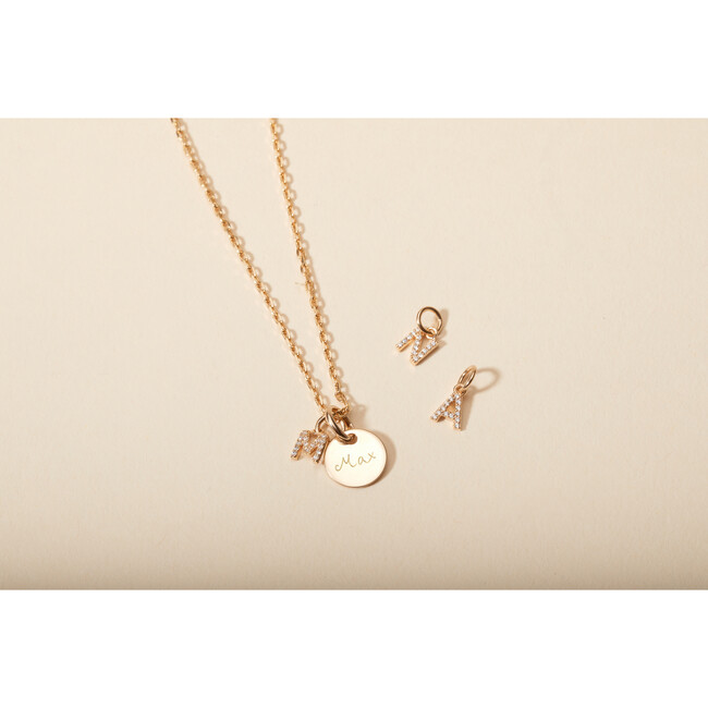 Personalized Mini Crystal Alphabet Necklace, 18K Gold Plated - Necklaces - 4
