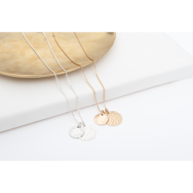 Personalized Hammered Double Disc Necklace, 18K Gold Plated - Necklaces - 4