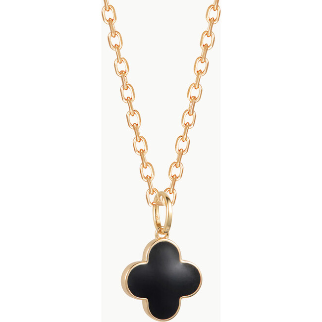 Personalized Enamel Clover Cross Necklace, 18K Gold Plated