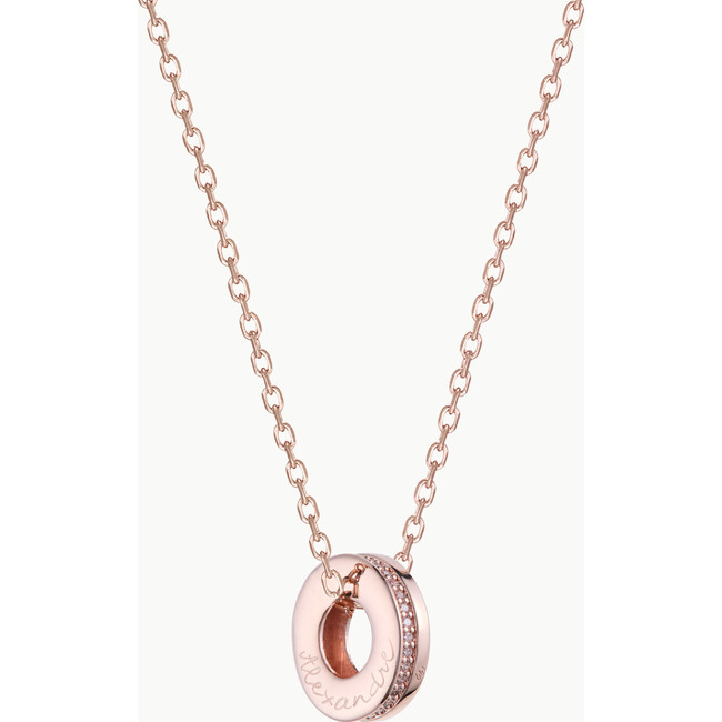 Personalized Crystal Unity Name Necklace, 18K Rose Gold Plated