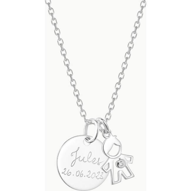 Personalized Crystal Mummy Necklace, Sterling Silver