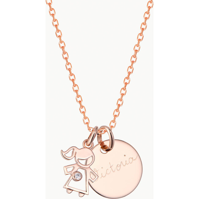 Personalized Crystal Mummy Necklace, 18K Rose Gold Plated